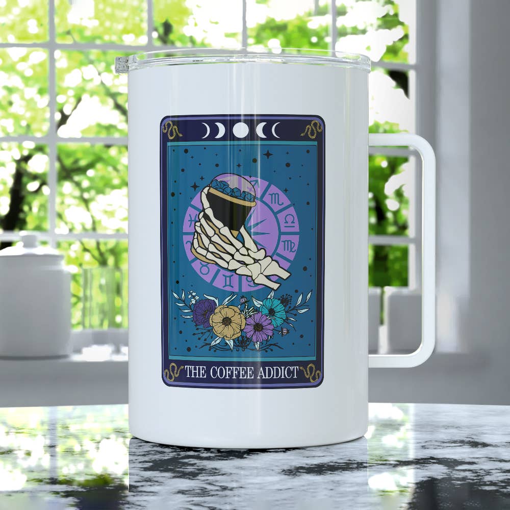 Loftipop - Wholesale Insulated Mug/Tumbler - The Coffee Addict Tarot Card Travel Mug, Occult Mystic Gifts4