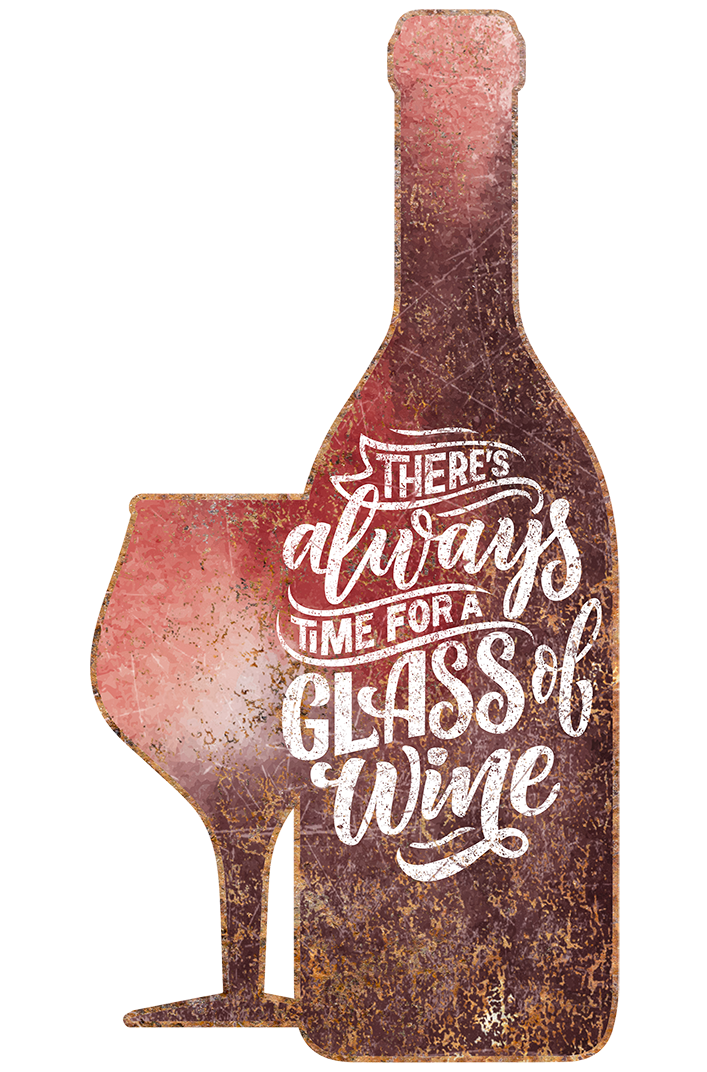 Desperate Enterprises - Wholesale Sign - Wine & Glass Aluminum Sign0