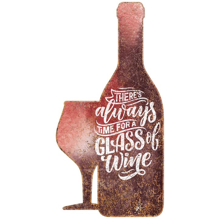 Desperate Enterprises - Wholesale Sign - Wine & Glass Aluminum Sign