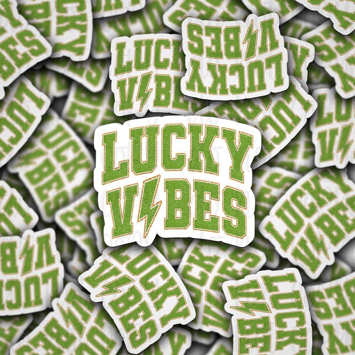 Lucky vibes St. Patrick's Die cut sticker 3-5 Business Day TAT for wholesale by It's Transfer Time