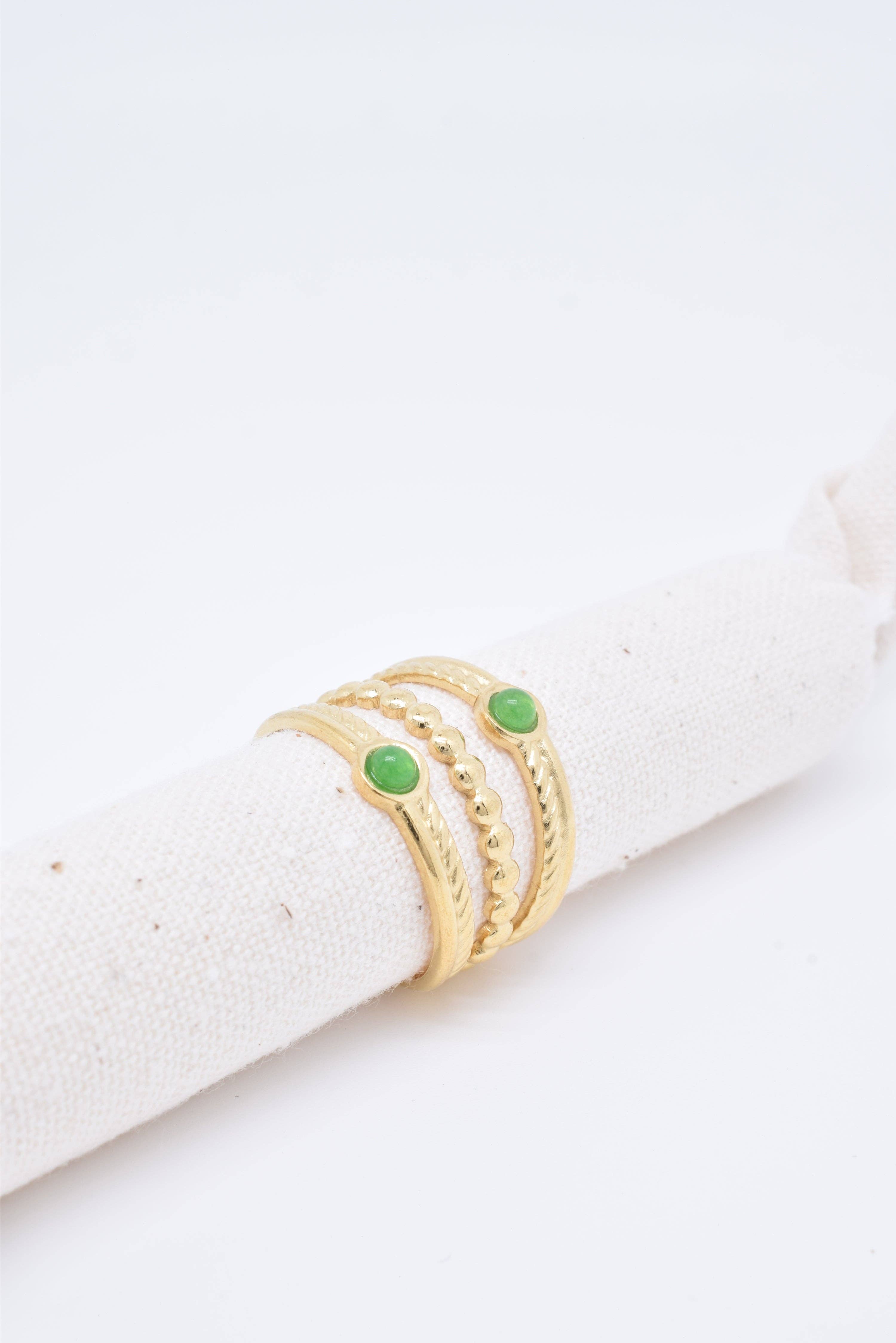 Kapyco - Wholesale Multi-Stone Ring - Emma gold steel ring1