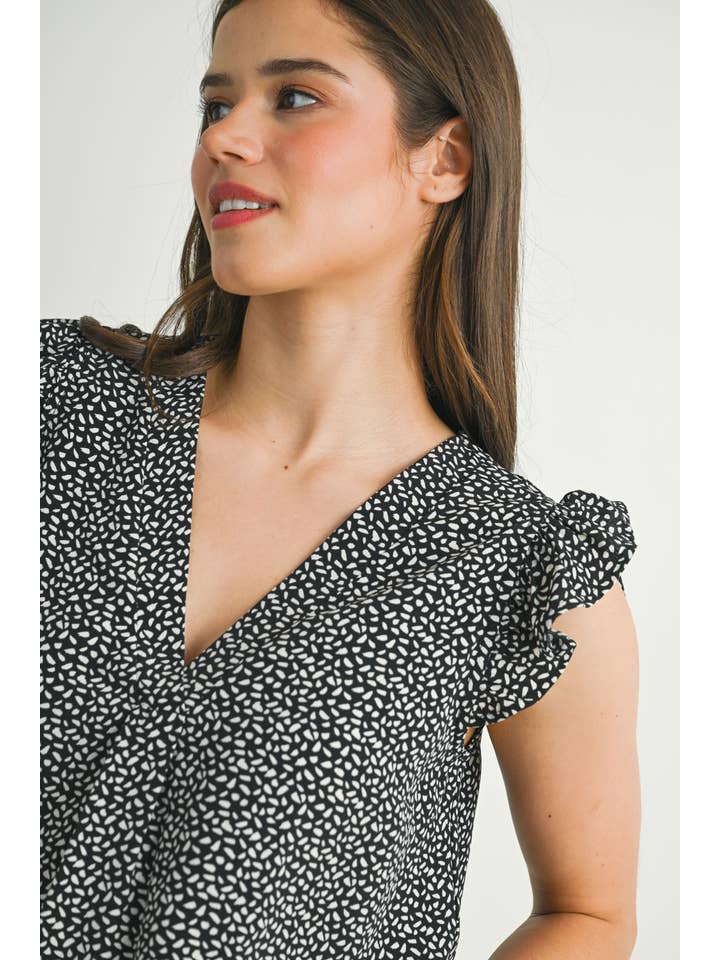 Hello Miz - Wholesale Top - Maternity - V-Neck Ruffle Cap Sleeve Maternity Top