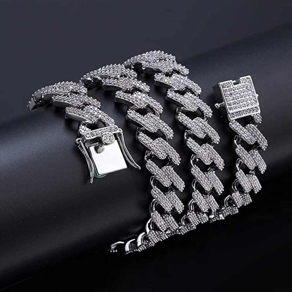 EMESLY - Wholesale Link & Chain Necklace - 15mm Solid Miami Cuban Link Chain Silver Necklace4