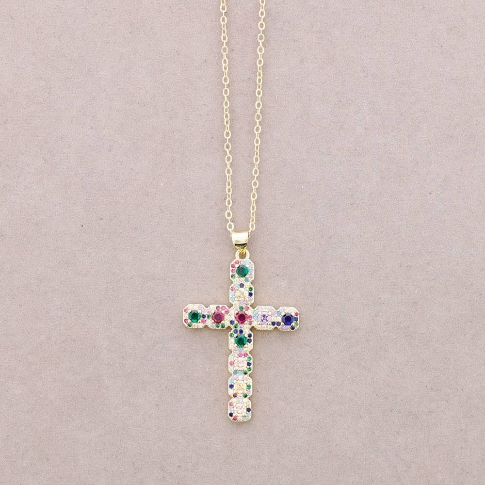 Sonata – Joias personalizáveis por atacado – Colar de bronze 55 cm com pingente de cruz e zircônia1