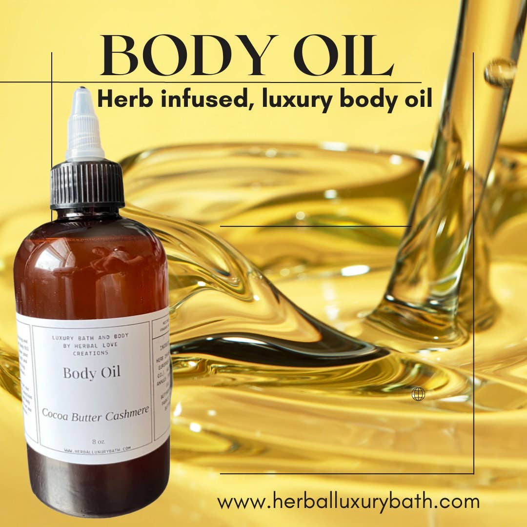 Herbal Love Creations- Luxury Bath and Body - Wholesale Bath/Body Oil - 8 oz Unlabeled Body Oil (amber bottle) - Resell As Your Own10