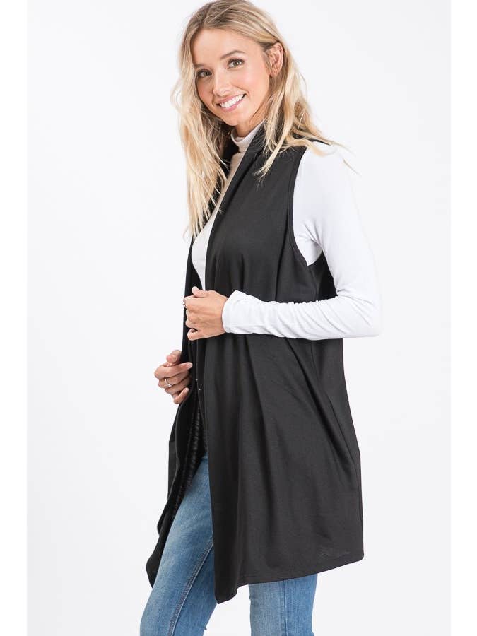 Stylish Wholesale - Wholesale Outerwear Vest - Women's - SOLID DRAPED VEST HMSJ1003-996