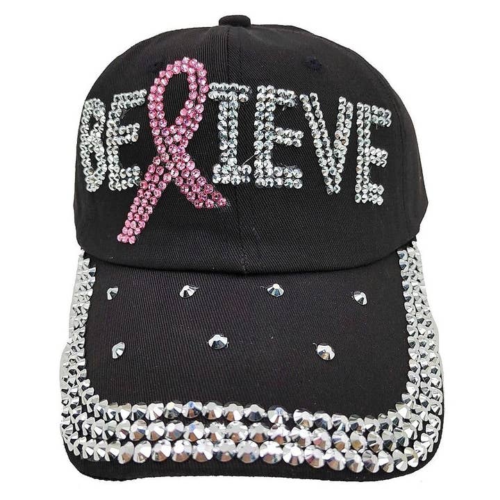 Diacly - Wholesale Baseball cap – Women's - Believe PInk Ribbon RHinestone Cap