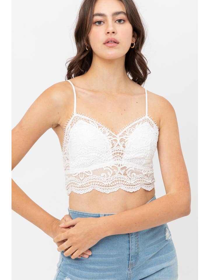 Bralette tissée unie à lacets pour la vente par Pink Irene Wholesale