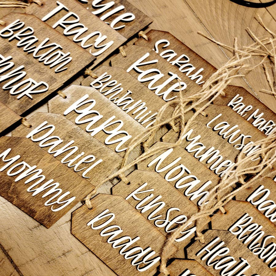 10 Pieces Christmas Stocking Name Tags Wood Stocking Name Tag Unfinished  Brown