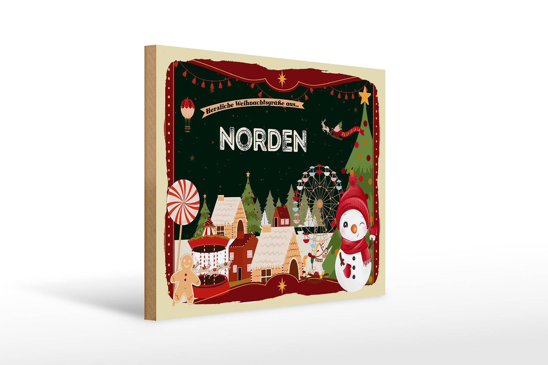 Femer - Wholesale Sign - Wooden sign Christmas greetings from NORDEN gift 40x30cm0