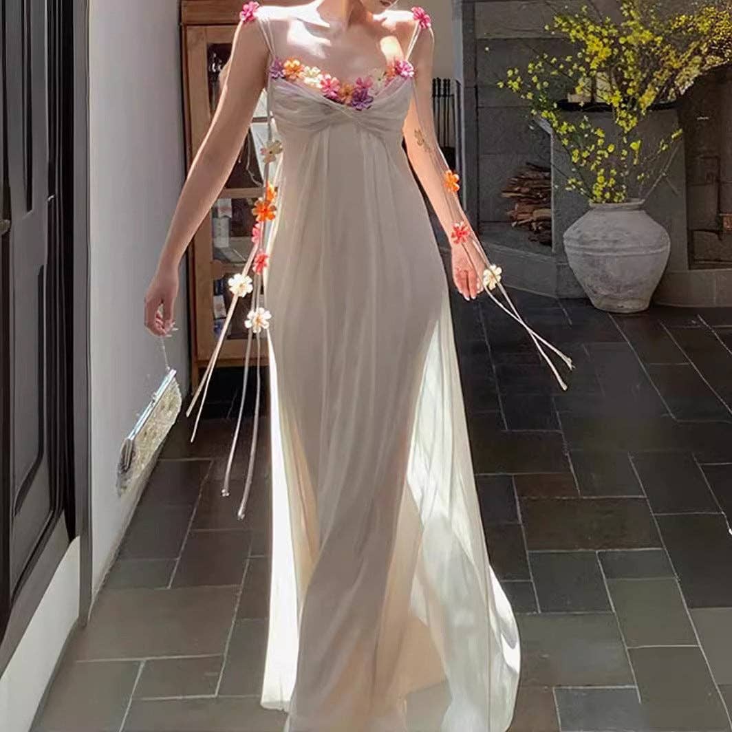 Creme Hvid Acetat Slipkjole Æterisk Luksuriøs Ferieklar #2 for engroshandel på Faire0