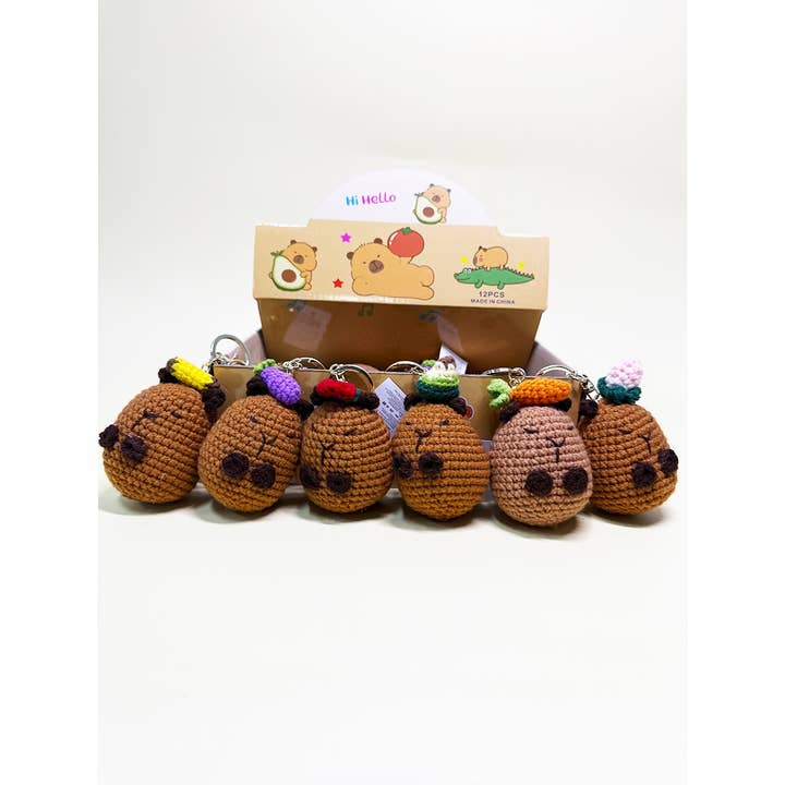 Assorted Chrochet Capybara Keychain for wholesale on Faire