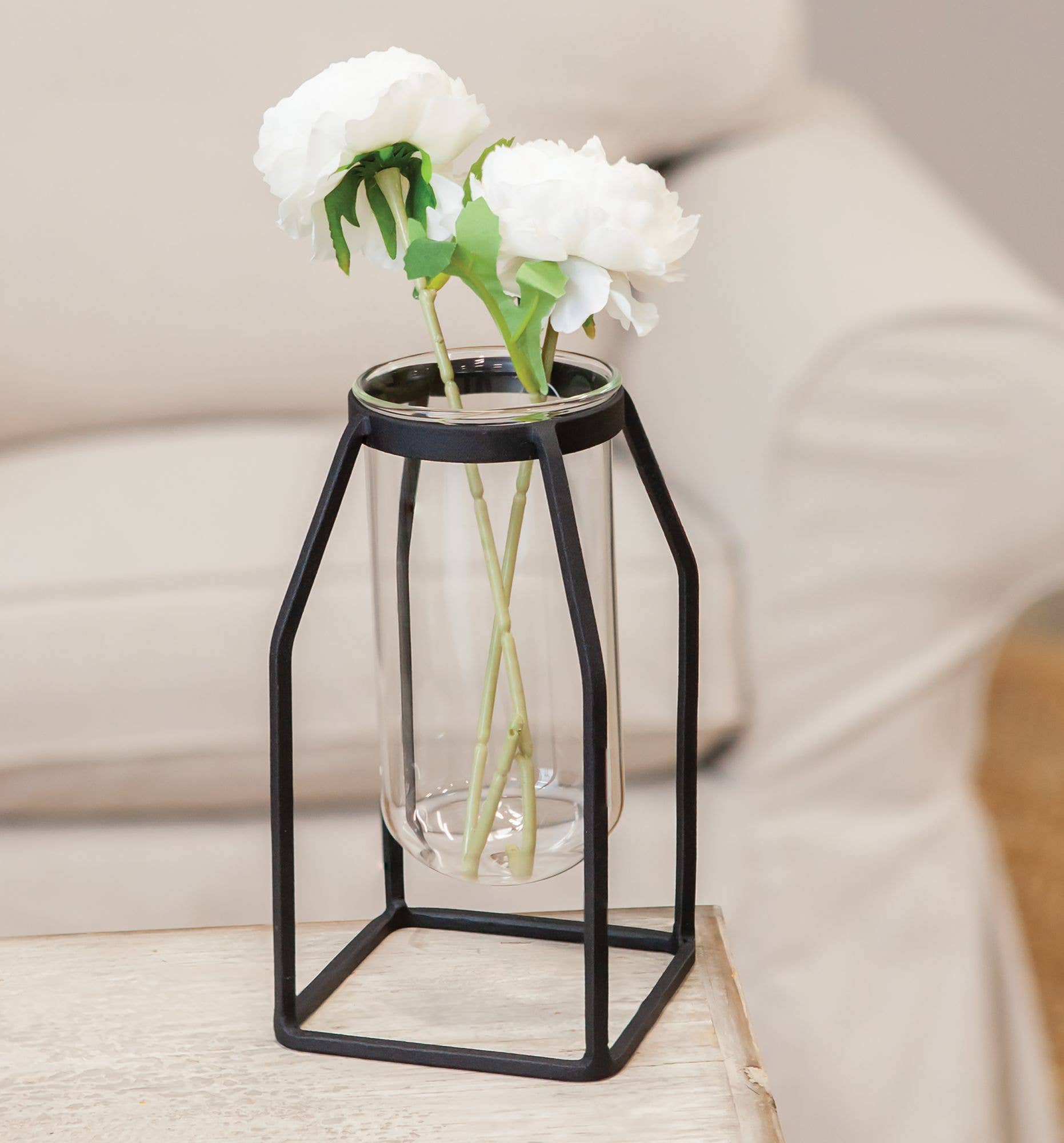 Col House Designs - Vente Vases - Vase en tube de verre avec cadre en métal large1