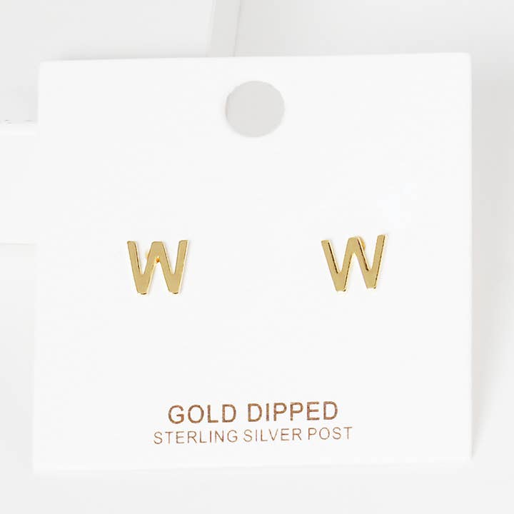 Sensibling Corp. - Wholesale Stud/Post Earrings - Gold Dipped Metal Initial Monogram Stud Earrings57