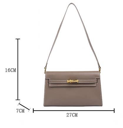 Sook Stainable - Vendita all'ingrosso Tracolla - Donna - Borsa a tracolla a busta in vera pelle con chiusura metallica6