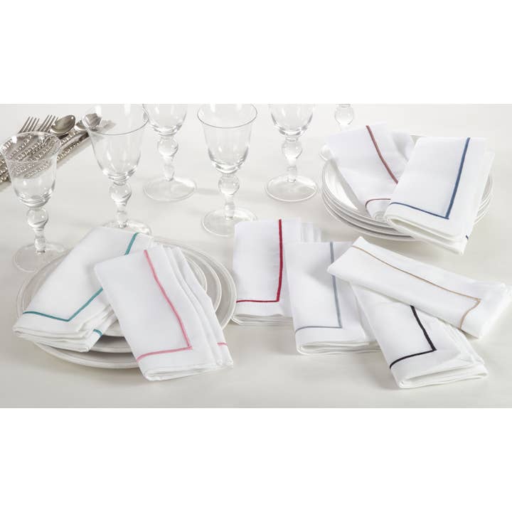 Saro Lifestyle - Wholesale Dinner & Cloth Napkin - Embroidered Line Design Napkin