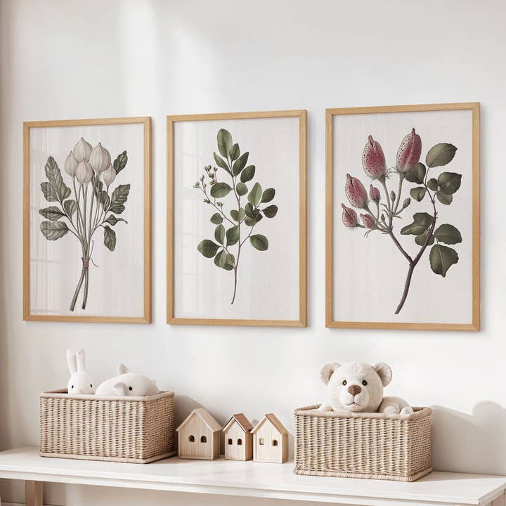PrintSets.com - Wholesale Gallery Wall Set - Rustic Botanical Print. Vintage Flowers Wall Art3