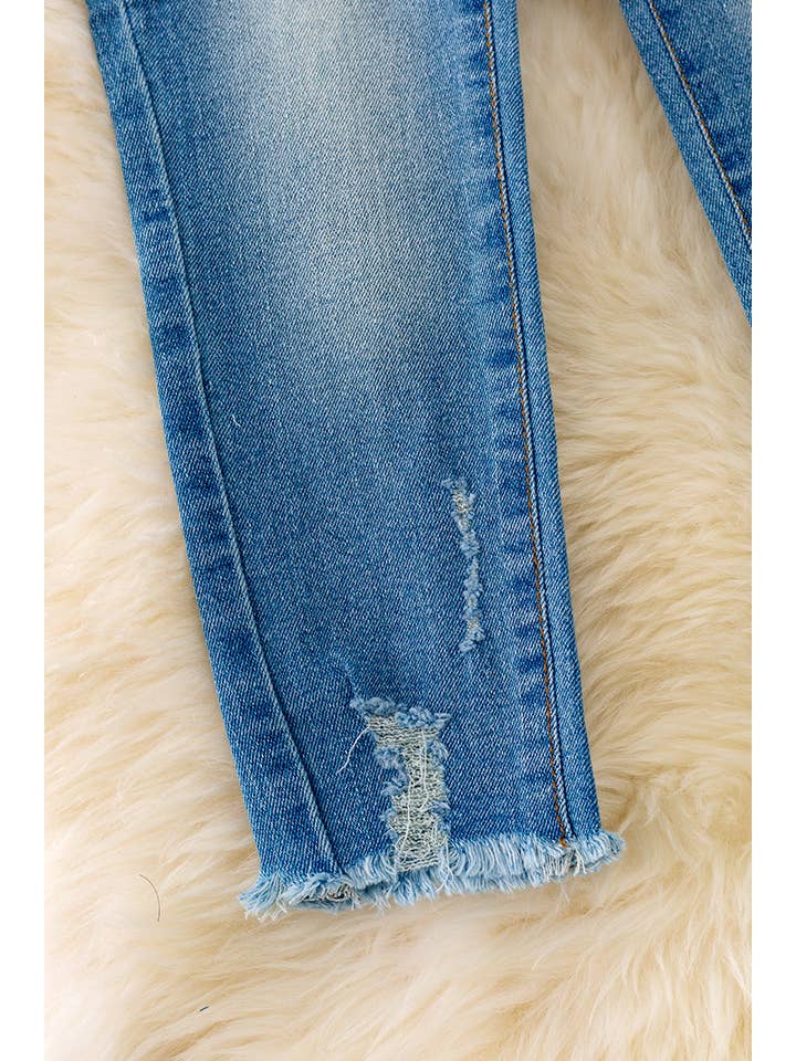 Kids Charm Online - Wholesale Jeans - Kids - GIRLS DENIM PANTS WITH DISTRESSED HEM. PNG40198 AMY2