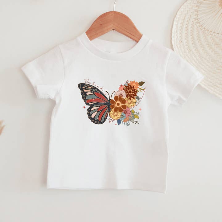 Be Kind Butterfly Toddler Shirt for wholesale by Petite Star Rising