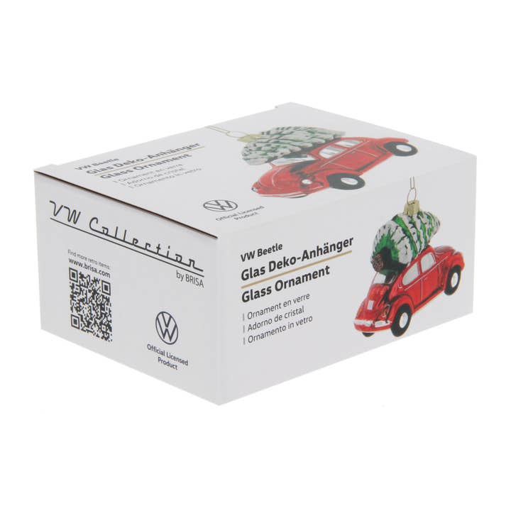 VW Collection by BRISA – Großhandel Verzierung – VW Käfer Glasdekoration Weihnachtsornament - RD mit Baum4