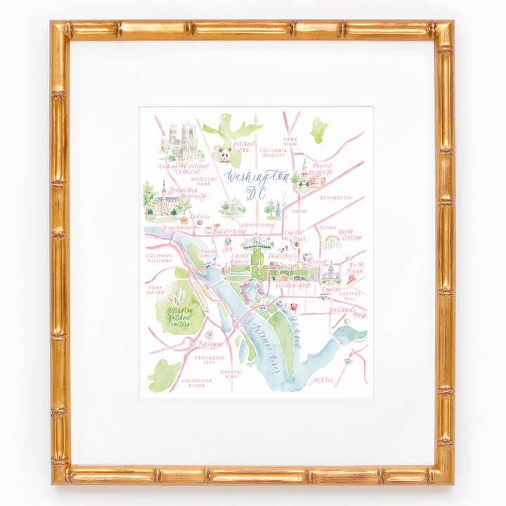 Washington DC Carte Aquarelle Impression pour la vente par Simply Jessica Marie