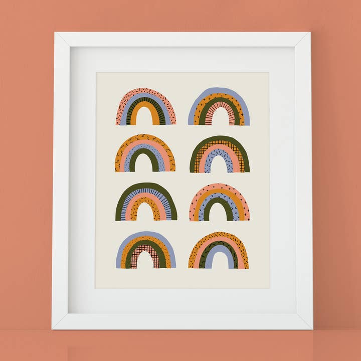 Raining Rainbows 8" x10" Impressão Artística | Natureza, Berçário e Crianças por atacado de Natasia Makes