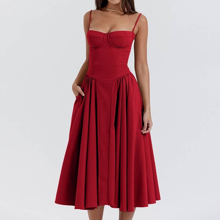 Sheer Trend – Engroshandel Kjole - Dame – Enfarvet halterneck maxikjole