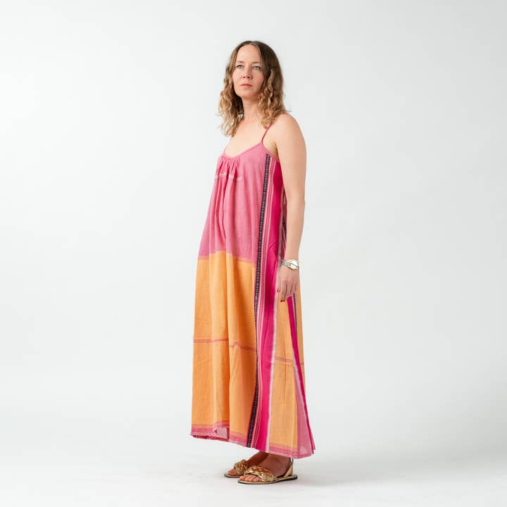 Upgecyceltes Sari Bio-Baumwoll-Sommerkleid für den Großhandel von Nest Factory