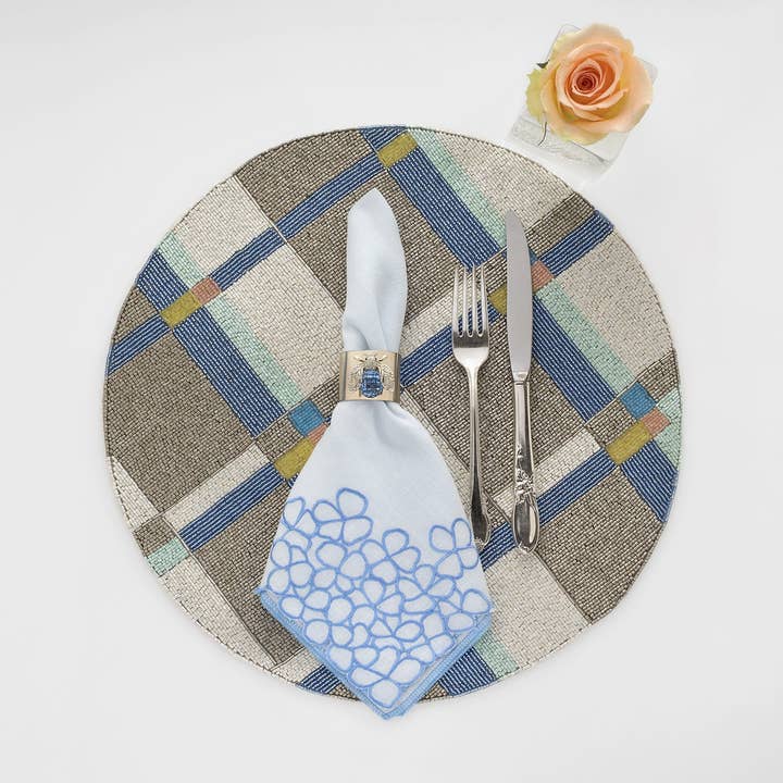 Sprankelende bijen servetringen, blauw, set van twee voor wholesale door Joanna Buchanan