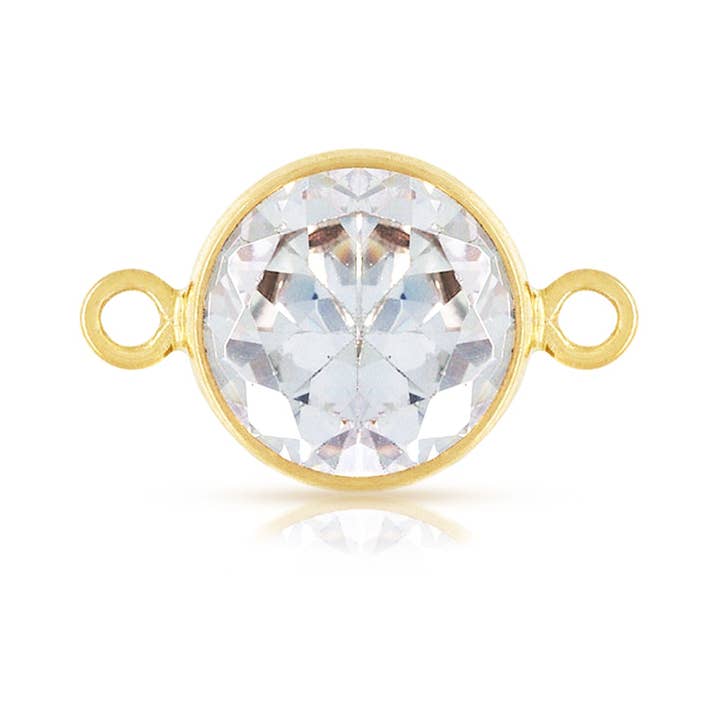14Kt Gold Filled 6mm Clear CZ Bezel Connector - 2pcs/pack for wholesale by Plazko