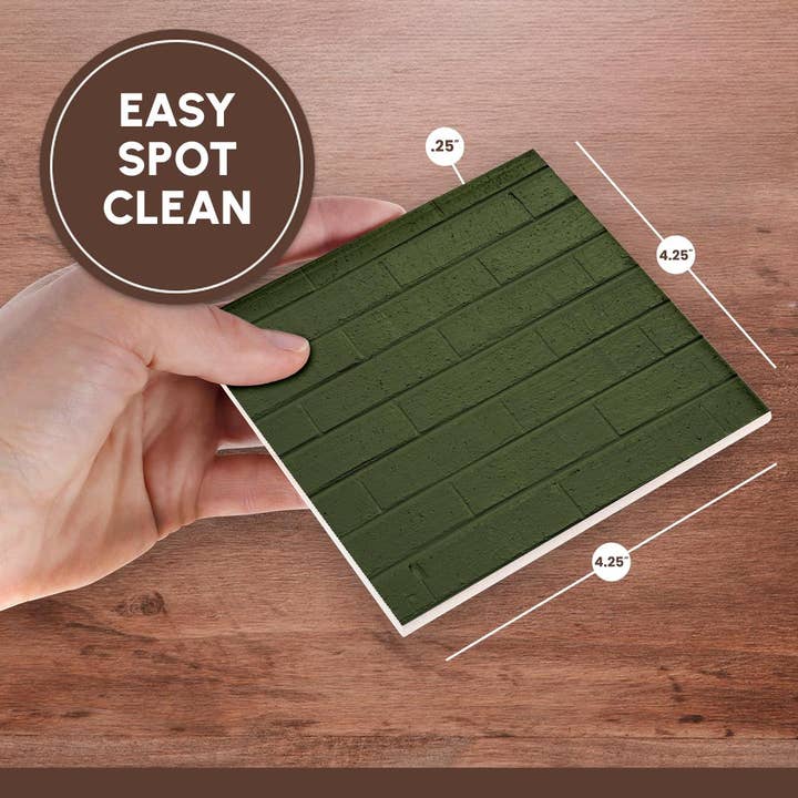 3dRose - Wholesale Coasters - 3dRose, Image of Olive Army Green Horizontal Brick Wall, Coaster6