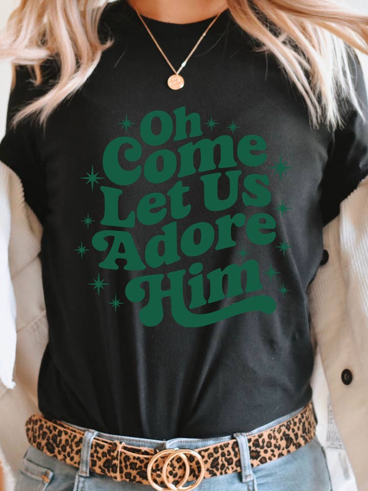 Kissed Apparel - Wholesale Screen Printed T-Shirt - Women's - Oh Come Let Us Adore Him Graphic Tee1