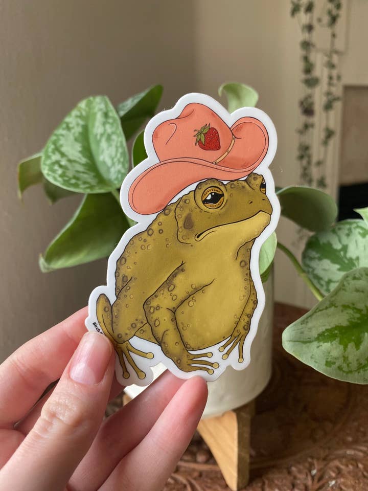 Strawberry Cowboy Toad for wholesale by Birch Bark Artworks