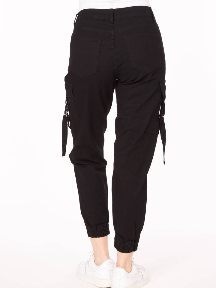 Black Strap it Down Cargo Pant for wholesale on Faire