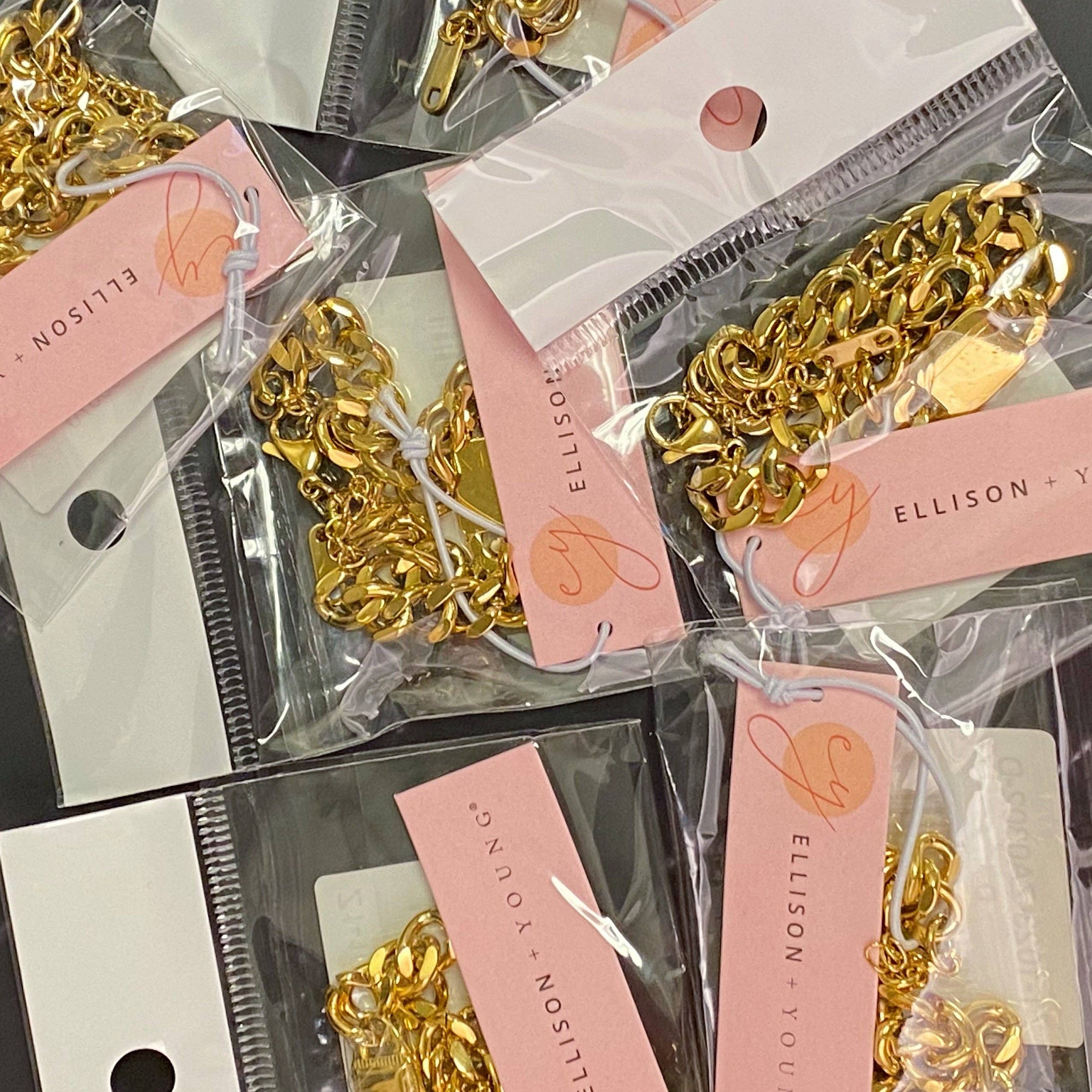 Ellison+Young – Pulseira de elo e corrente por atacado – Pulseira Inicial Uptown Cuban Corrente17