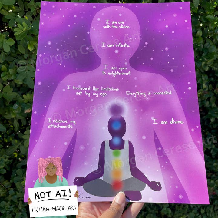 Crown Chakra 8"x10" OR 11"x14" Art & Affirmation Print for wholesale by Morgan Cerese Art