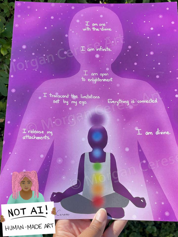 Crown Chakra Kunst- und Affirmationsdruck, 20,3 x 10,5 cm oder 11"x14" für den Großhandel von Morgan Cerese Art