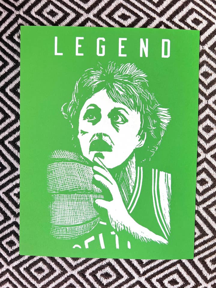 Larry „LEGEND“ Bird - Boston Celtics (21,6 x 27,9 cm) Siebdruck für den Großhandel von Pixel Palmer