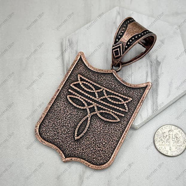 PDS251110-01-COPPER Copper metal shield Pendent for wholesale by Western Elite Jewelry
