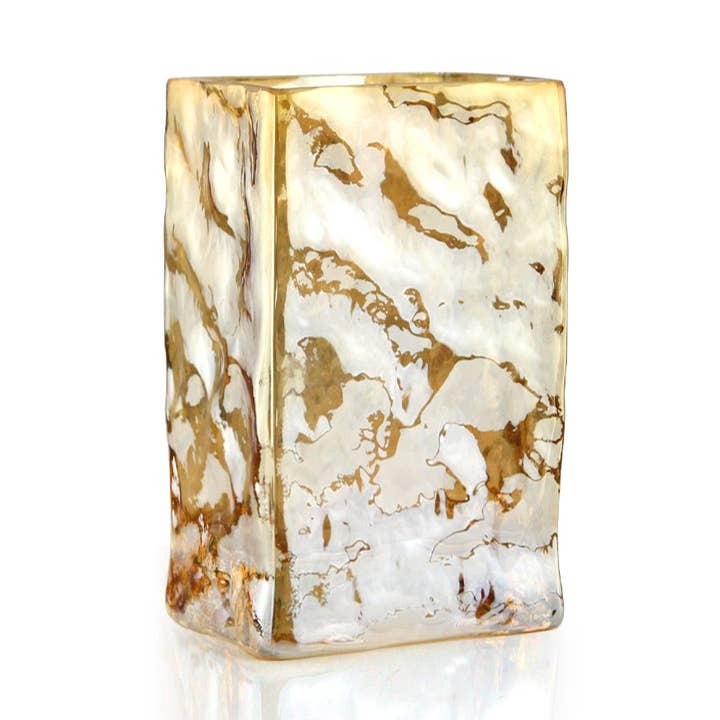 8" Tall - Rectangle Iridescent Glass Vase for wholesale by Galore Home