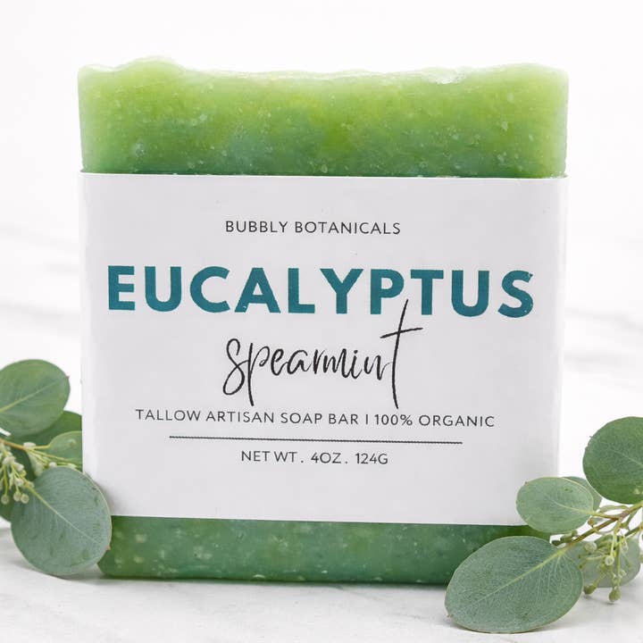 Eucalyptus Spearmint Tallow Soap – Invigorating Scent Natural Soap for wholesale by Bubbly Botanicals