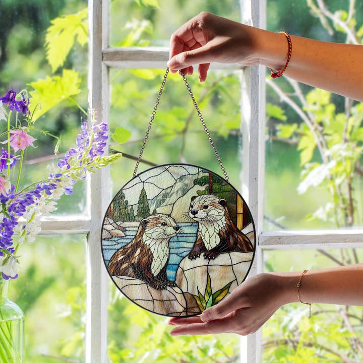 NVC Ecommerce LLC - Wholesale Suncatcher - River Otter Suncatcher, Woodland Wildlife Home Decor Gift1