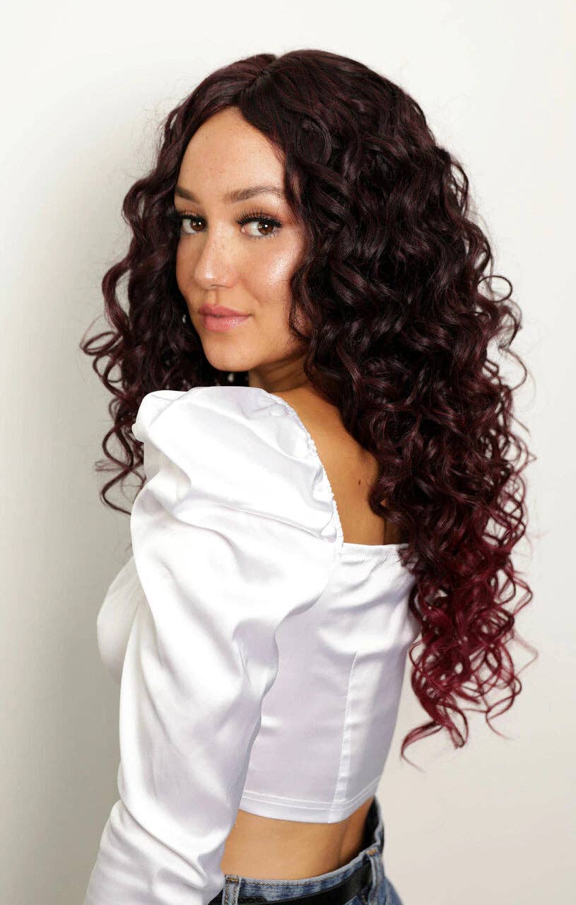 Femme Luxe – wholesale Hair extensions – Red Curly Ombre Lace Front Wig - Rihanna0