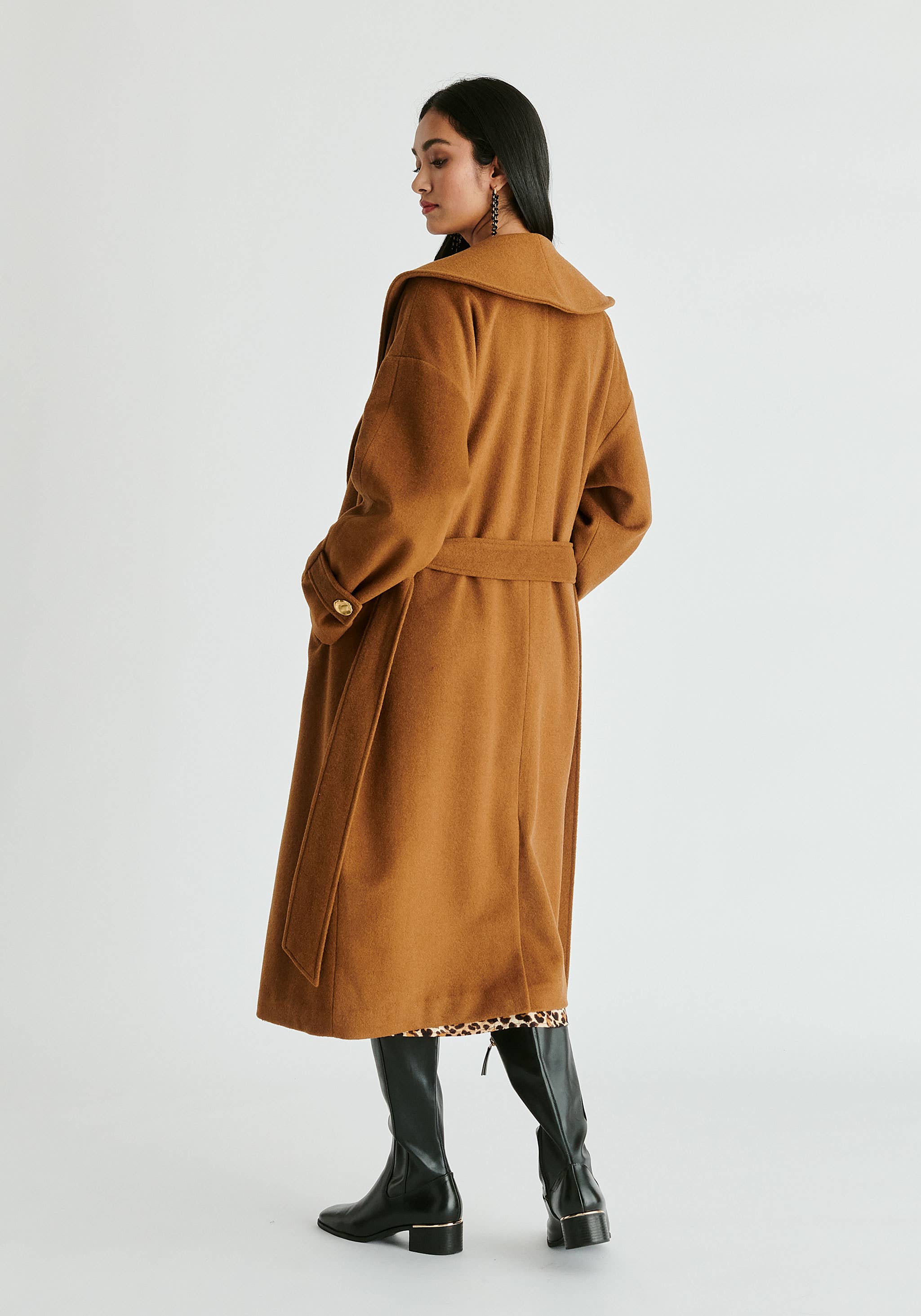 Paisie - Wholesale Coat - Women's - Shawl Collar Wool Coat with Belt5