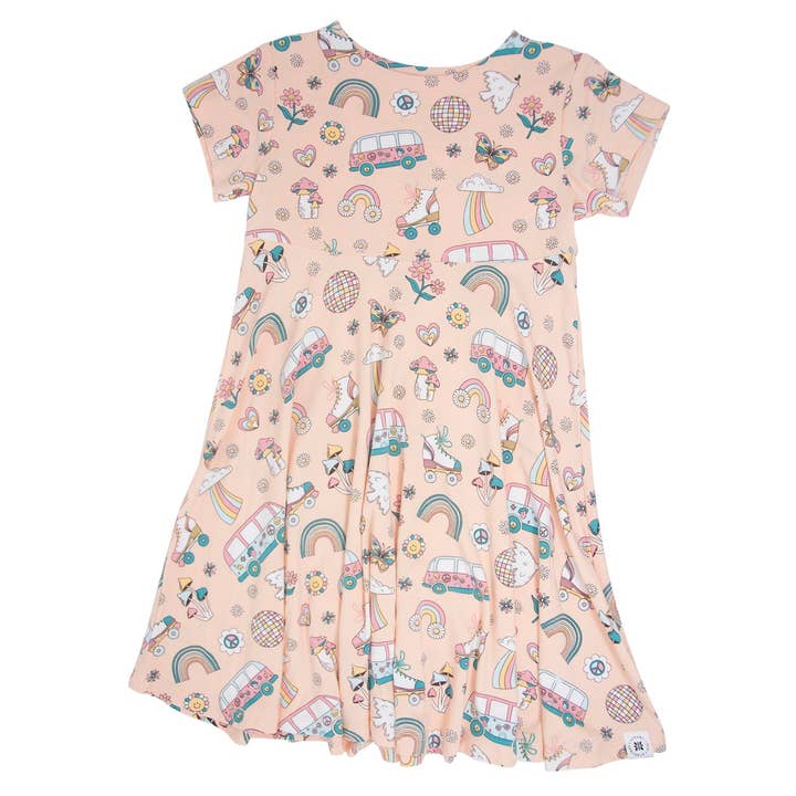 Swirly Girl Dress w/Cap Sleeve - Groovy Skates for wholesale by Sweet Bamboo