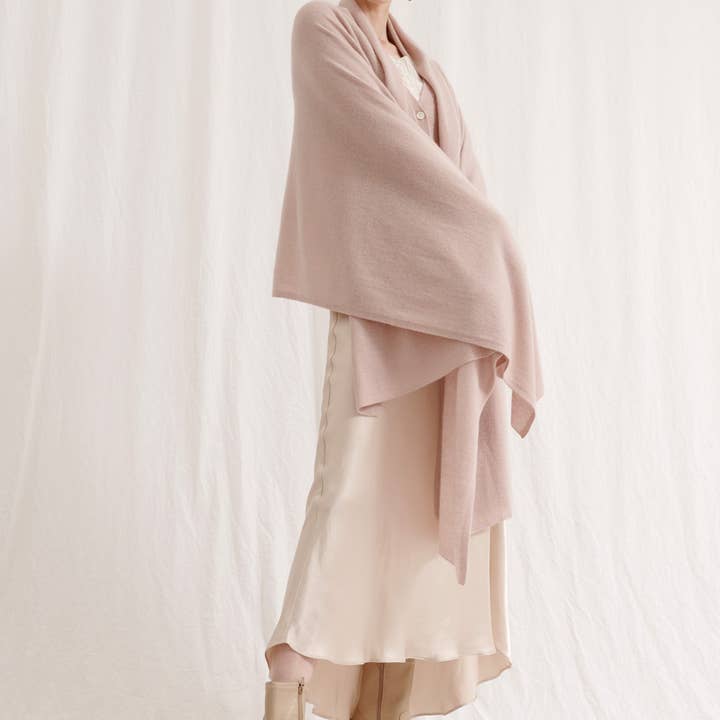 CASHMERISM - Vente Châle – femme - Sac de voyage surdimensionné en cachemire - Rosy Mist4