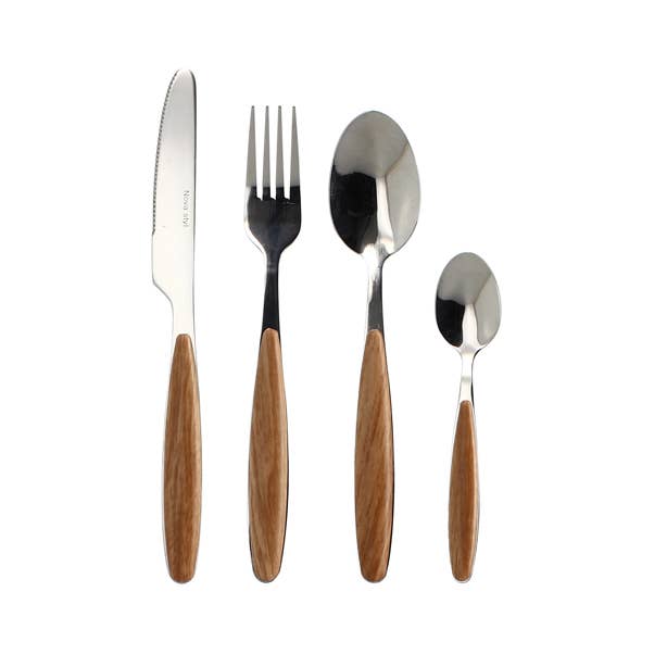 Novastyl - Wholesale Assorted Cutlery Set - SUVA 24-piece stainless steel wood-effect cutlery set1