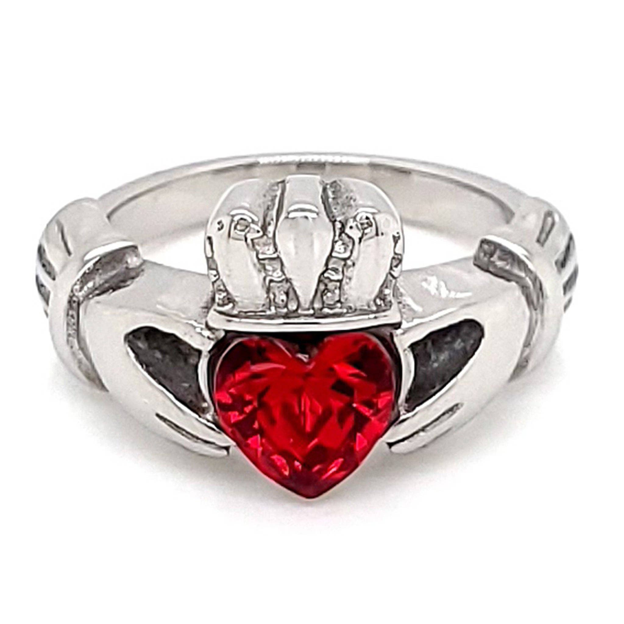 WJW – wholesale Multi-stone ring – White Gold over Brass Claddagh with CZ Birthstone Ring 19