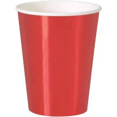 Party Expo, LLC - Wholesale Disposable cup - Metallic Red Foil Paper 12oz Cups 8ct