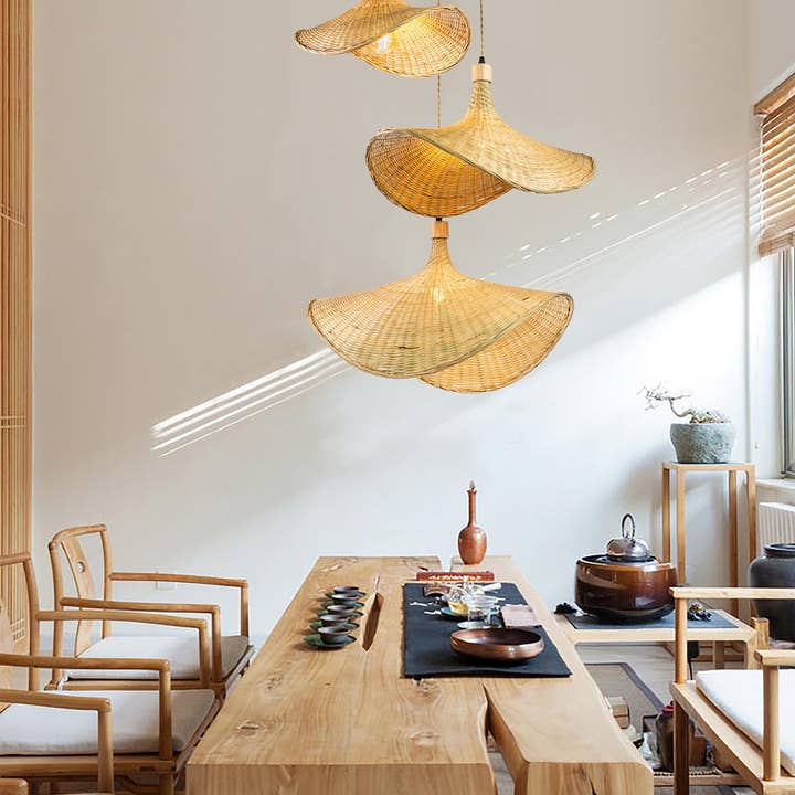 Three Lights Unique Rattan Pendant Light for wholesale by ELE Light & Decor